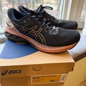 Asics Gel-Kayano 27 Platinum Black with Rose Gold Accents size 10